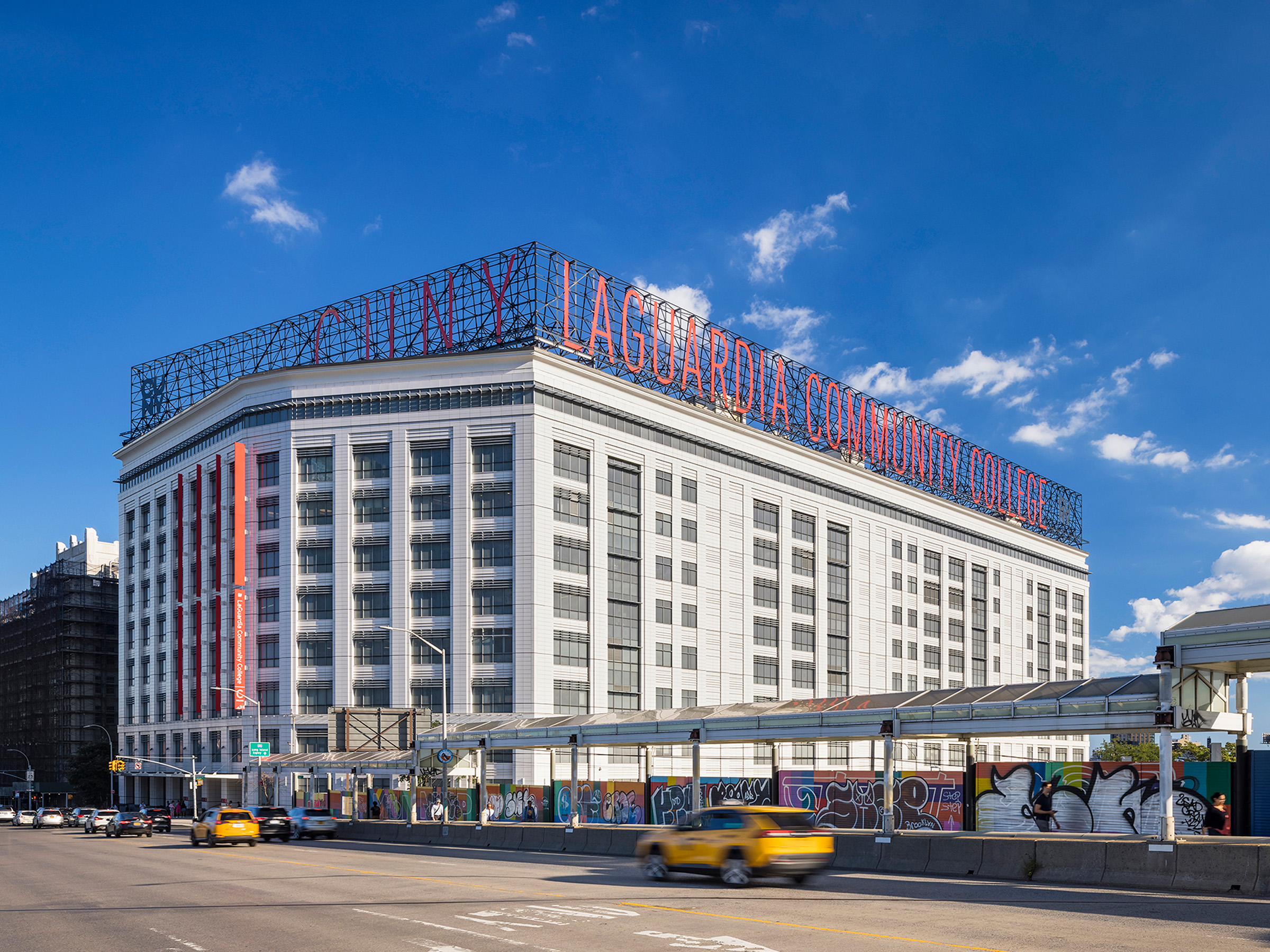 CUNY LaGuardia Community College's Center III Building Facade with view of street